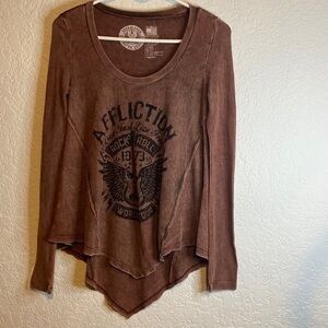 AFFLICTION American Customs studded thermal long sleeve tunic xs